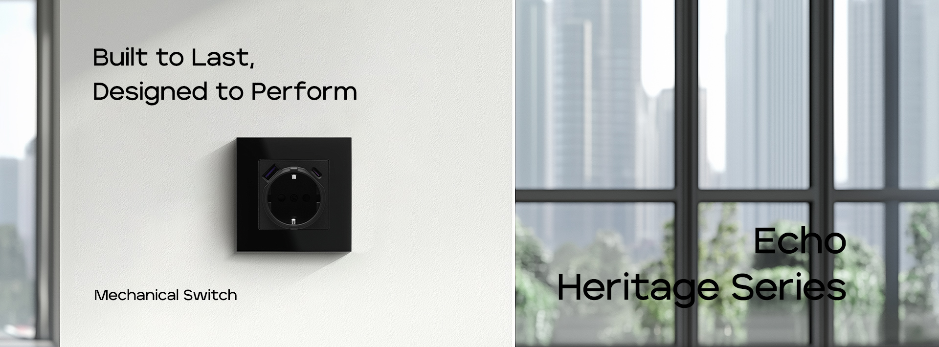 Echo Heritage EU Wall Socket Glass Frame Mechanical